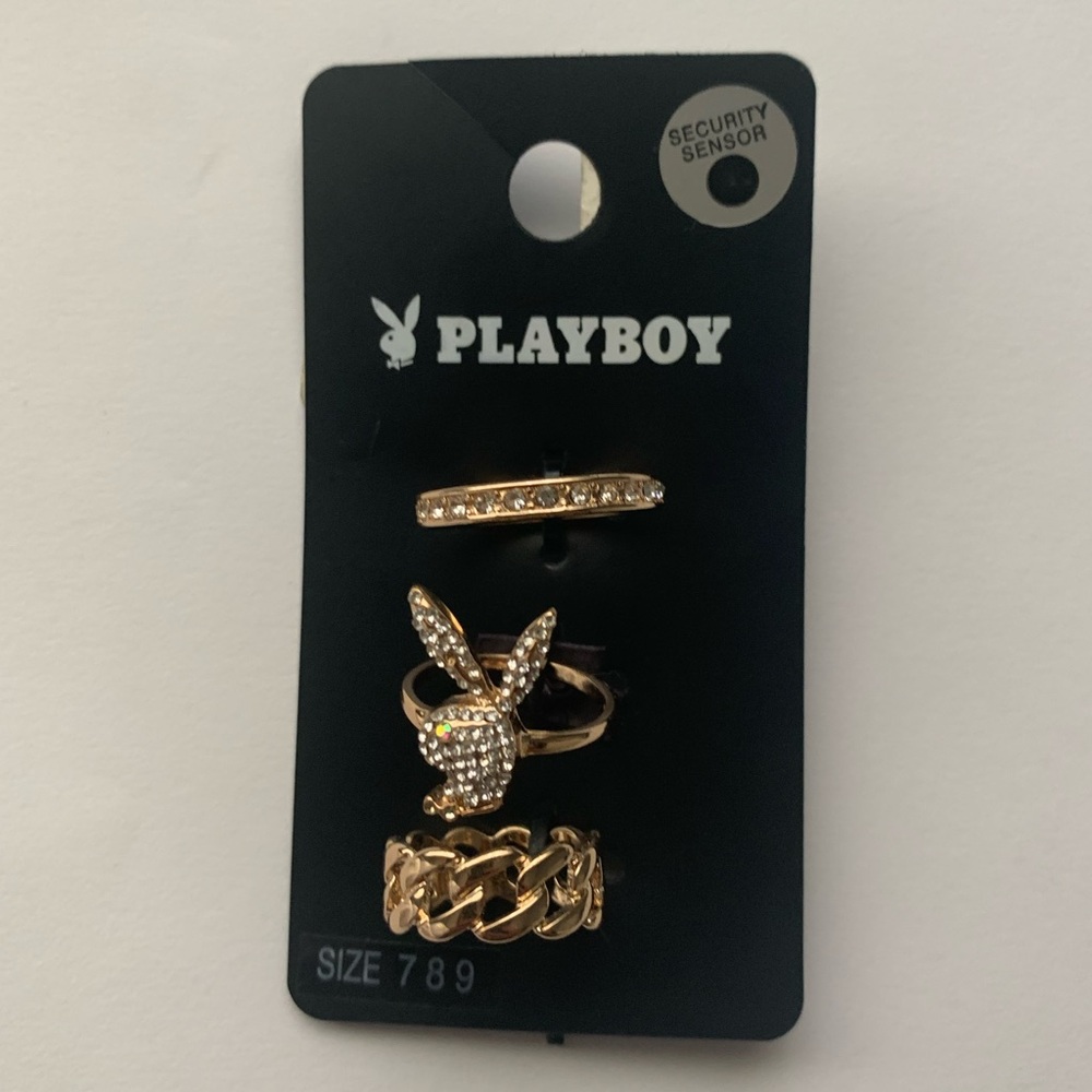 Playboy Gold-Tone Ring Set (3 Pieces)